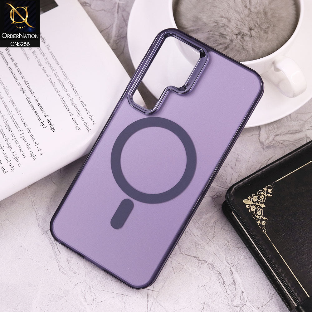 Samsung Galaxy S23 FE Cover - Purple - Luxury Alloy Back Plate Electroplating Camera Ring Magnetic Magsafe Soft Borders Matte Shiny Protective Case