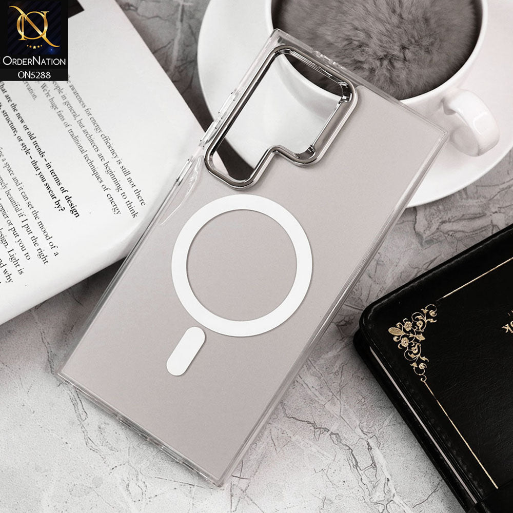 Samsung Galaxy S24 Ultra Cover - Natural Titanium - Luxury Alloy Back Plate Electroplating Camera Ring Magnetic Magsafe Soft Borders Matte Shiny Protective Case