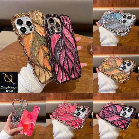 iPhone 16 Pro Max Cover - Sea Green - Luxury 3D Colorful Maple Leaf Electroplatiang Wavy Soft Border Case