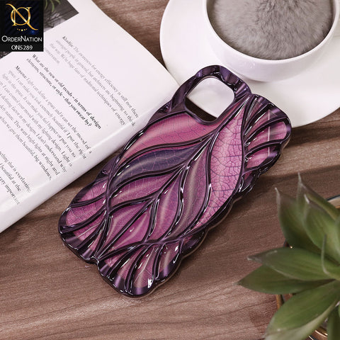 iPhone 12 Cover - Purple - Luxury 3D Colorful Maple Leaf Electroplatiang Wavy Soft Border Case