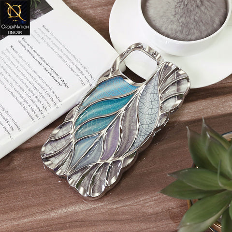 iPhone 13 Cover - Sea Green - Luxury 3D Colorful Maple Leaf Electroplatiang Wavy Soft Border Case