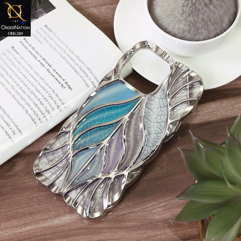 iPhone 16 Pro Cover - Sea Green - Luxury 3D Colorful Maple Leaf Electroplatiang Wavy Soft Border Case