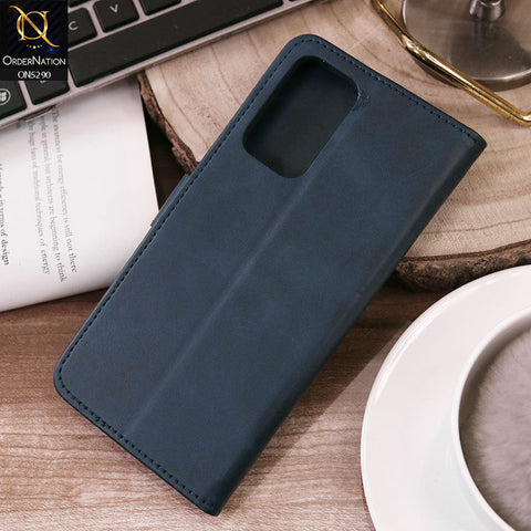 Oppo A96 4G Cover - Blue - Premium Business Series Magnetic Leather Wallet Flip book Card Slots Soft Case