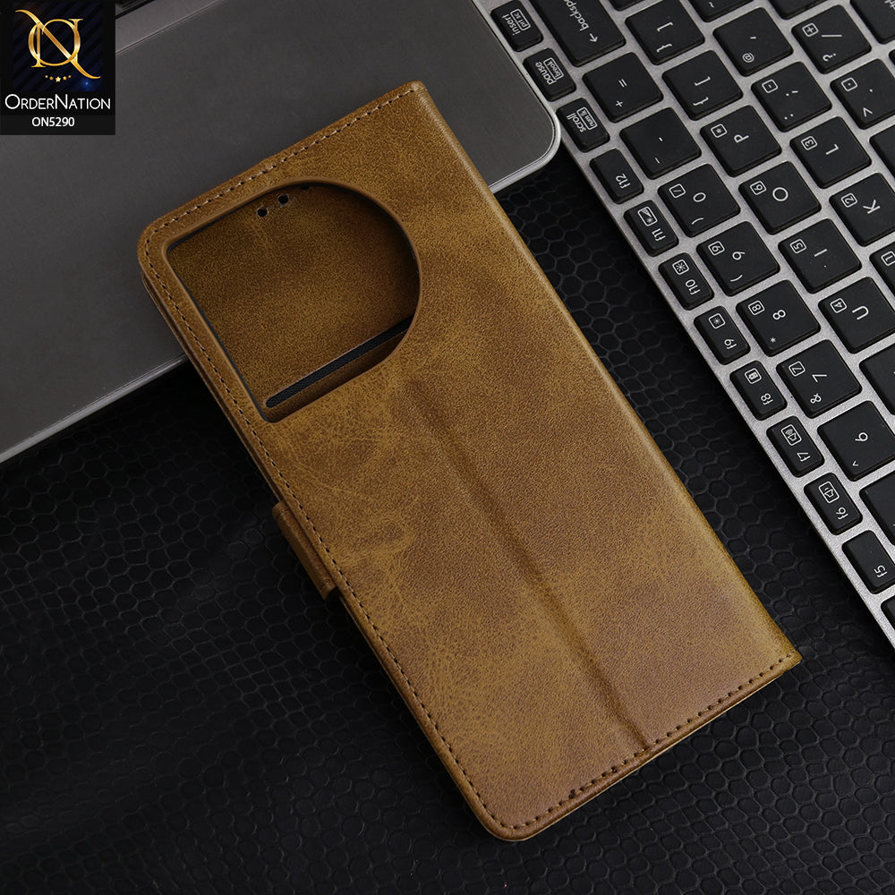 Tecno Camon 30 - Brown - Premium Business Series Magnetic Leather Wallet Flip book Card Slots Soft Case