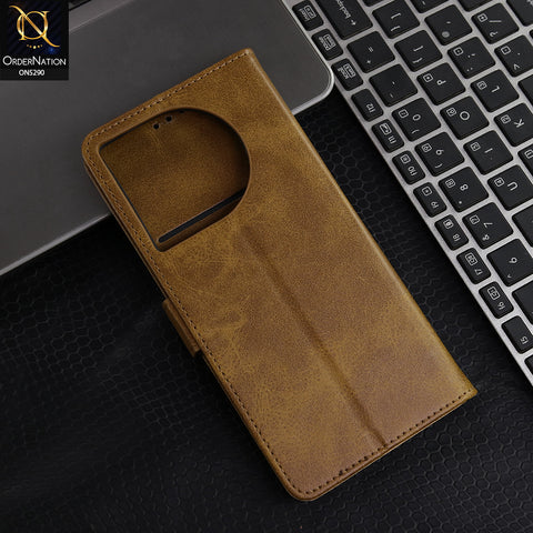 Tecno Camon 30 - Brown - Premium Business Series Magnetic Leather Wallet Flip book Card Slots Soft Case