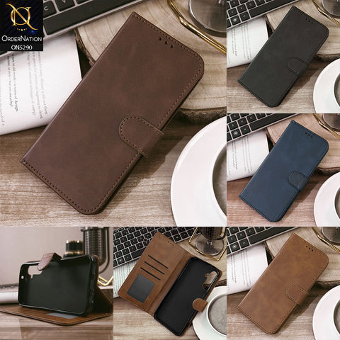 Samsung Galaxy S24 Ultra Cover - Dark Brown - Premium Business Series Magnetic Leather Wallet Flip book Card Slots Soft Case