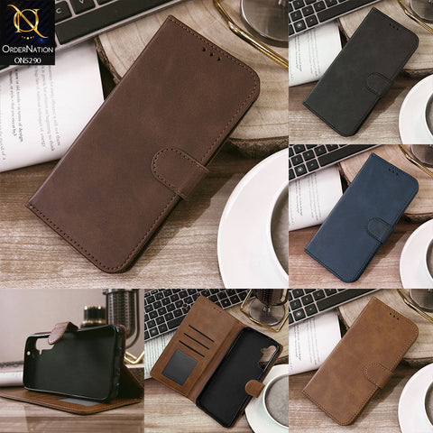 Samsung Galaxy A17 Cover - Light Brown - Premium Business Series Magnetic Leather Wallet Flip book Card Slots Soft Case