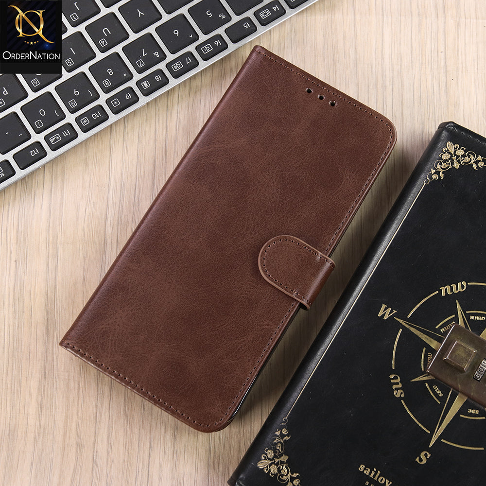 Vivo V23e 5G Cover - Dark Brown - Premium Business Series Magnetic Leather Wallet Flip book Card Slots Soft Case