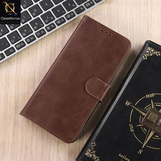 Infinix Smart 10 Plus Cover - Dark Brown - Premium Business Series Magnetic Leather Wallet Flip book Card Slots Soft Case