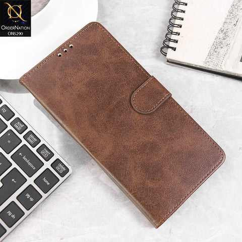 Infinix Smart 9 HD Cover - Dark Brown - Premium Business Series Magnetic Leather Wallet Flip book Card Slots Soft Case