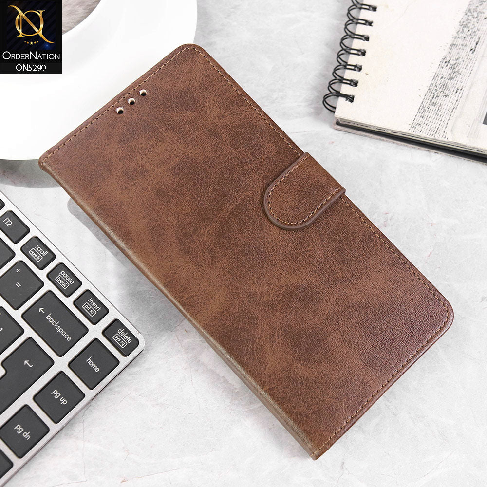 Infinix Hot 50 Pro Cover - Dark Brown - Premium Business Series Magnetic Leather Wallet Flip book Card Slots Soft Case