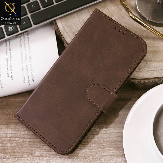 Samsung Galaxy S24 Ultra Cover - Dark Brown - Premium Business Series Magnetic Leather Wallet Flip book Card Slots Soft Case