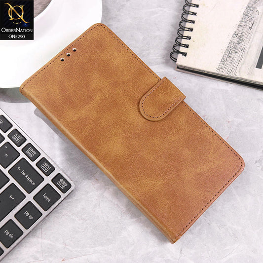Infinix Smart 9 HD Cover - Light Brown - Premium Business Series Magnetic Leather Wallet Flip book Card Slots Soft Case