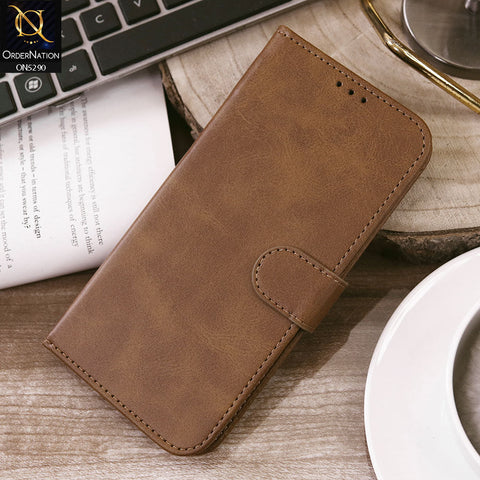 Vivo Y32 Cover - Light Brown - Premium Business Series Magnetic Leather Wallet Flip book Card Slots Soft Case