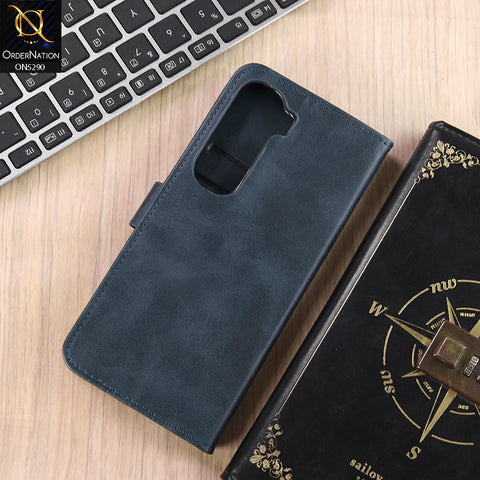 Infinix Hot 60 Pro Cover - Blue - Premium Business Series Magnetic Leather Wallet Flip book Card Slots Soft Case