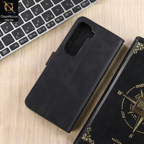 Infinix Hot 60 Pro Plus Cover - Black - Premium Business Series Magnetic Leather Wallet Flip book Card Slots Soft Case