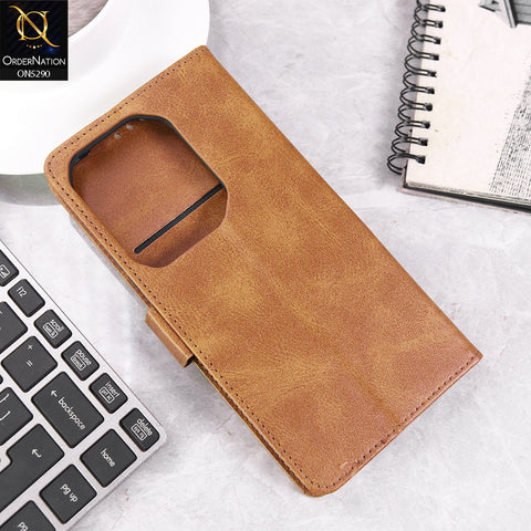 Infinix Note 50 Pro 4G Cover - Light Brown - Premium Business Series Magnetic Leather Wallet Flip book Card Slots Soft Case