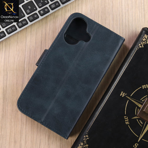 iPhone 17 Cover - Blue - Premium Business Series Magnetic Leather Wallet Flip book Card Slots Soft Case