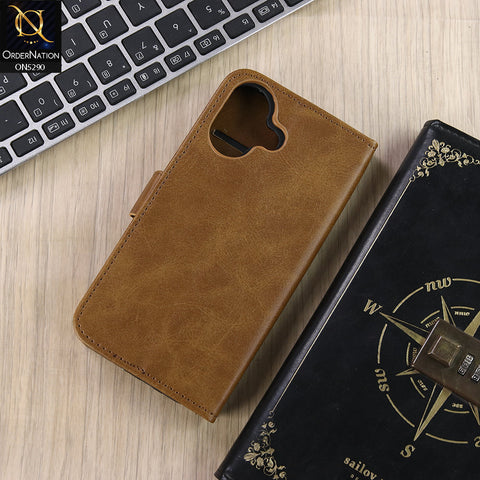 iPhone 17 Cover - Light Brown - Premium Business Series Magnetic Leather Wallet Flip book Card Slots Soft Case