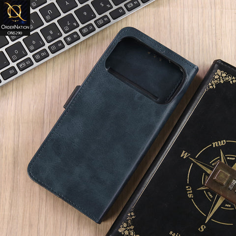 iPhone 17 Pro Cover - Blue - Premium Business Series Magnetic Leather Wallet Flip book Card Slots Soft Case
