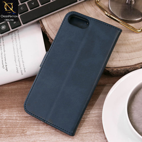 iPhone 8 Plus / 7 Plus Cover - Blue - Premium Business Series Magnetic Leather Wallet Flip book Card Slots Soft Case