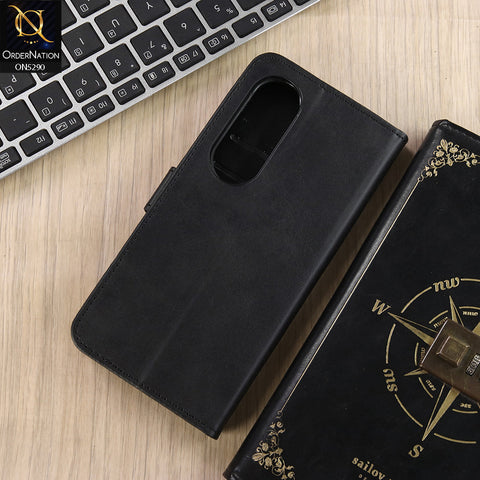itel S25 Cover - Black - Premium Business Series Magnetic Leather Wallet Flip book Card Slots Soft Case