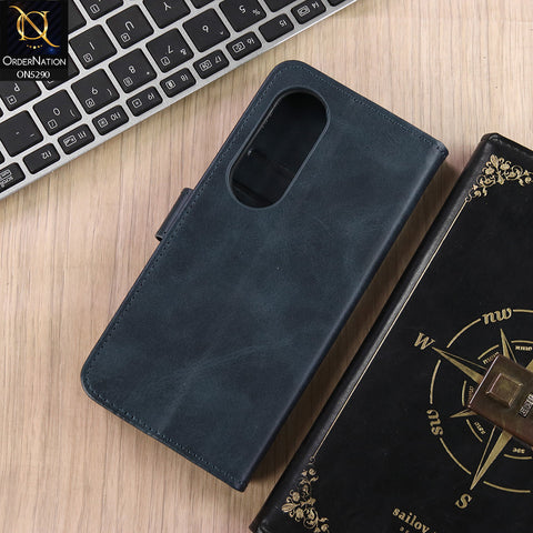 itel S25 Cover - Blue - Premium Business Series Magnetic Leather Wallet Flip book Card Slots Soft Case
