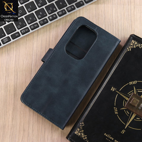 itel S25 Ultra Cover - Blue - Premium Business Series Magnetic Leather Wallet Flip book Card Slots Soft Case