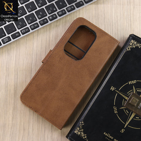 itel S25 Ultra Cover - Light Brown - Premium Business Series Magnetic Leather Wallet Flip book Card Slots Soft Case