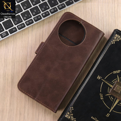 OnePlus 11 Cover - Dark Brown - Premium Business Series Magnetic Leather Wallet Flip book Card Slots Soft Case