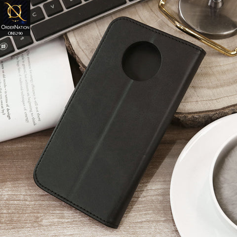 OnePlus 7T Pro Cover - Black - Premium Business Series Magnetic Leather Wallet Flip book Card Slots Soft Case