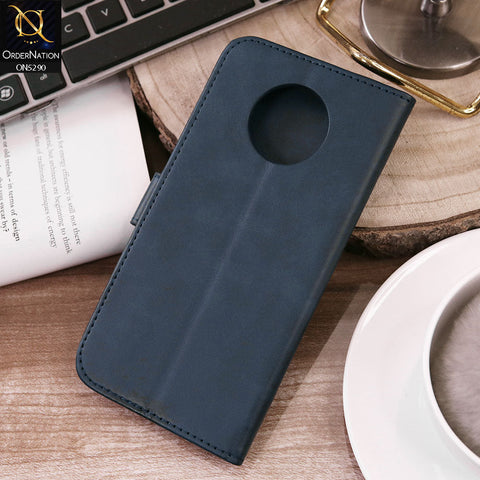 OnePlus 7T Pro Cover - Blue - Premium Business Series Magnetic Leather Wallet Flip book Card Slots Soft Case