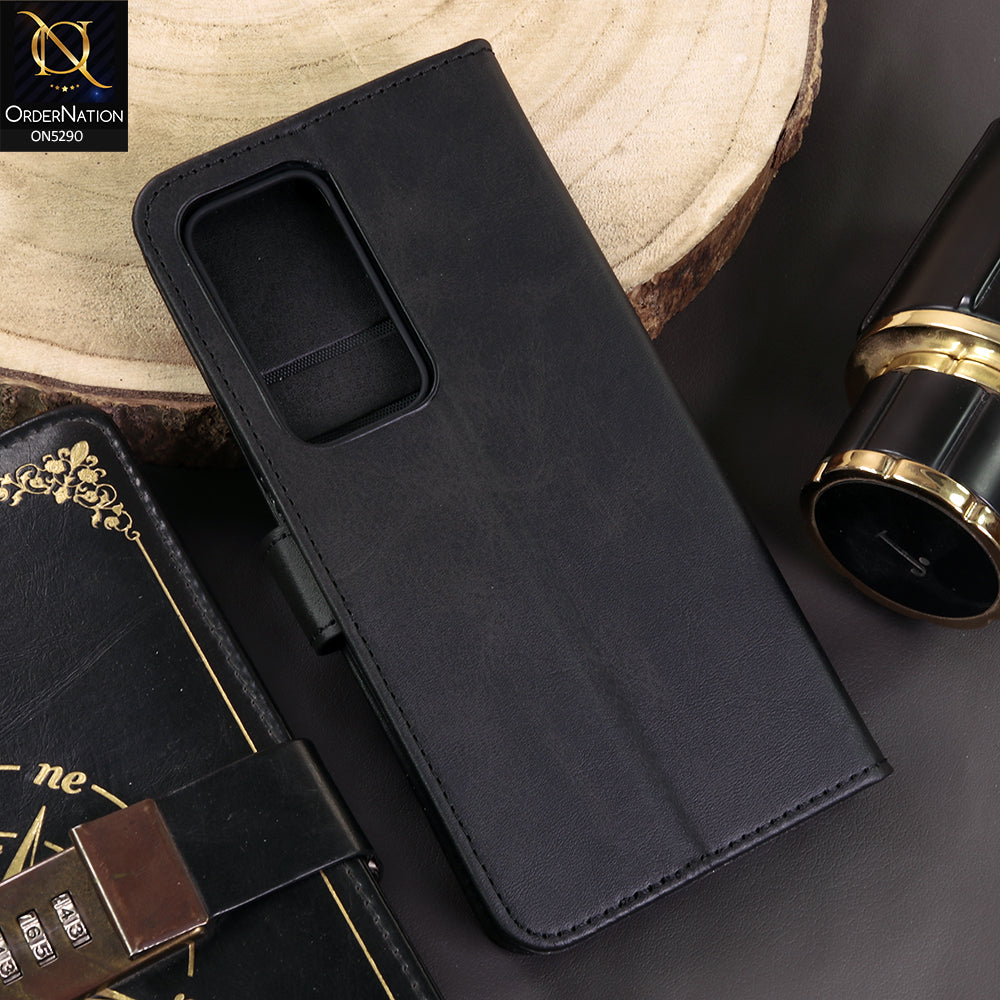 Oppo A5 4G Cover - Black - Premium Business Series Magnetic Leather Wallet Flip book Card Slots Soft Case