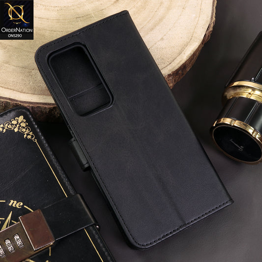 Oppo A5 5G Cover - Black - Premium Business Series Magnetic Leather Wallet Flip book Card Slots Soft Case