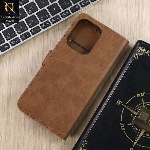 Xiaomi Redmi A5 4G Cover - Light Brown - Premium Business Series Magnetic Leather Wallet Flip book Card Slots Soft Case