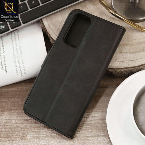 Xiaomi Redmi Note 11S Cover - Black - Premium Business Series Magnetic Leather Wallet Flip book Card Slots Soft Case