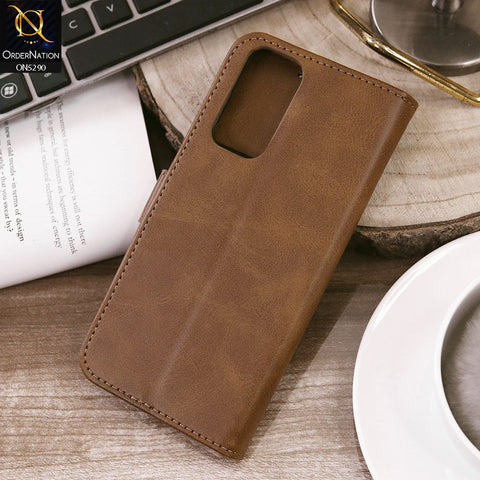 Xiaomi Redmi Note 11S Cover - Light Brown - Premium Business Series Magnetic Leather Wallet Flip book Card Slots Soft Case