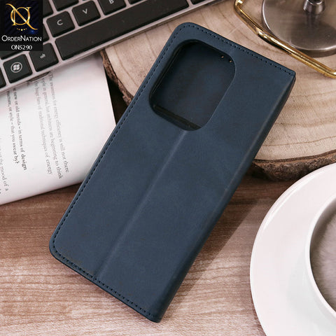 Xiaomi Poco M6 Pro 4G Cover - Blue - Premium Business Series Magnetic Leather Wallet Flip book Card Slots Soft Case