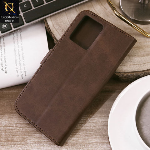 Oppo Reno 7 4G Cover - Dark Brown - Premium Business Series Magnetic Leather Wallet Flip book Card Slots Soft Case