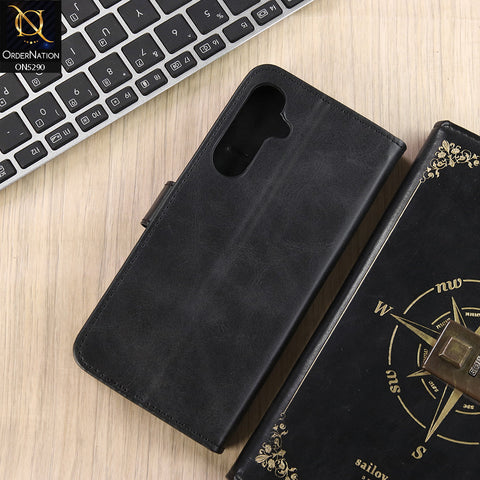 Samsung Galaxy S24 FE Cover - Black - Premium Business Series Magnetic Leather Wallet Flip book Card Slots Soft Case