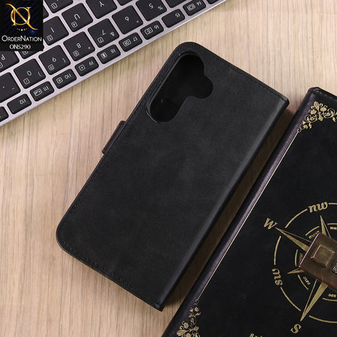Samsung Galaxy S25 Plus Cover - Black - Premium Business Series Magnetic Leather Wallet Flip book Card Slots Soft Case