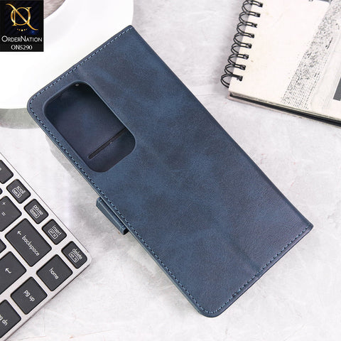 Samsung Galaxy S25 Ultra Cover - Blue - Premium Business Series Magnetic Leather Wallet Flip book Card Slots Soft Case