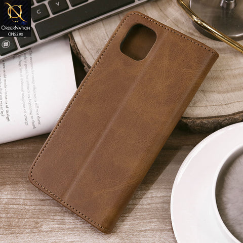 Samsung Galaxy A04 Cover - Light Brown - Premium Business Series Magnetic Leather Wallet Flip book Card Slots Soft Case