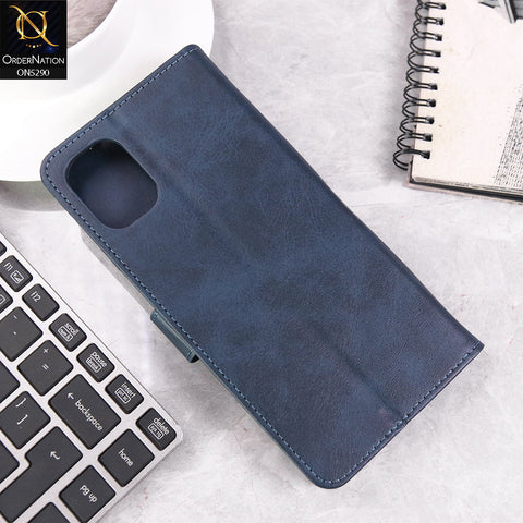 Samsung Galaxy A06 Cover - Blue - Premium Business Series Magnetic Leather Wallet Flip book Card Slots Soft Case