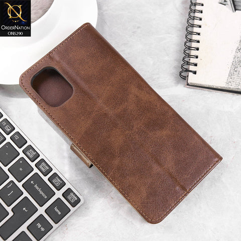 Samsung Galaxy A06 Cover - Dark Brown - Premium Business Series Magnetic Leather Wallet Flip book Card Slots Soft Case
