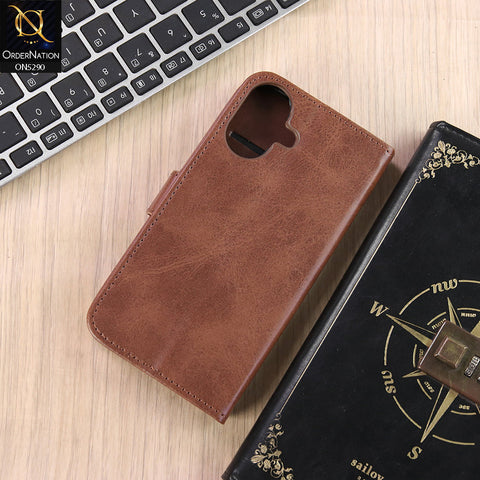 Samsung Galaxy F07 Cover - Dark Brown - Premium Business Series Magnetic Leather Wallet Flip book Card Slots Soft Case
