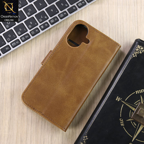 Samsung Galaxy F07 Cover - Light Brown - Premium Business Series Magnetic Leather Wallet Flip book Card Slots Soft Case