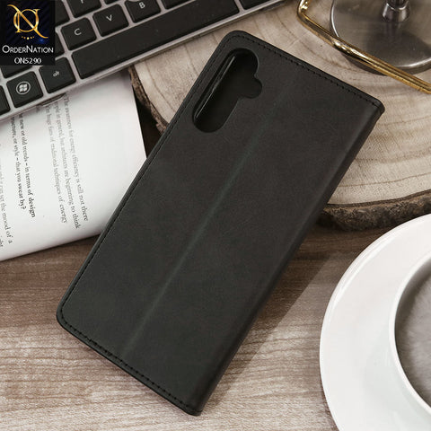 Samsung Galaxy A25 5G Cover - Black - Premium Business Series Magnetic Leather Wallet Flip book Card Slots Soft Case