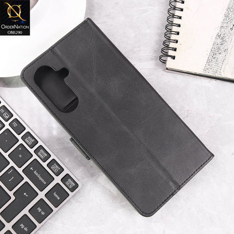 Samsung Galaxy F17 Cover - Black - Premium Business Series Magnetic Leather Wallet Flip book Card Slots Soft Case