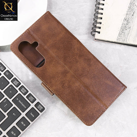 Samsung Galaxy A56 Cover - Dark Brown - Premium Business Series Magnetic Leather Wallet Flip book Card Slots Soft Case